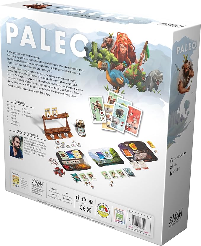 Asmodee Paleo Board Game - A Cooperative Paleolithic Adventure for Strategy Enthusiasts, Cooperative Family Fun for Kids & Adults, Ages 10+, 2-4 Players, 45-60 Minute Playtime