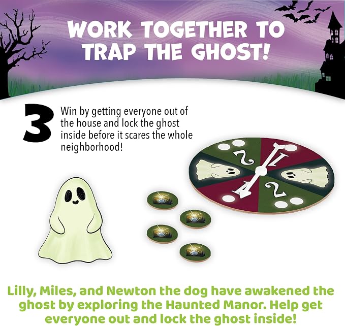 Peaceable Kingdom Ghost in the Attic - Cooperative Board Game for Family Game Night – Unique Glow-in-the-Dark Board Game - Great for Kids Ages 5 & Up