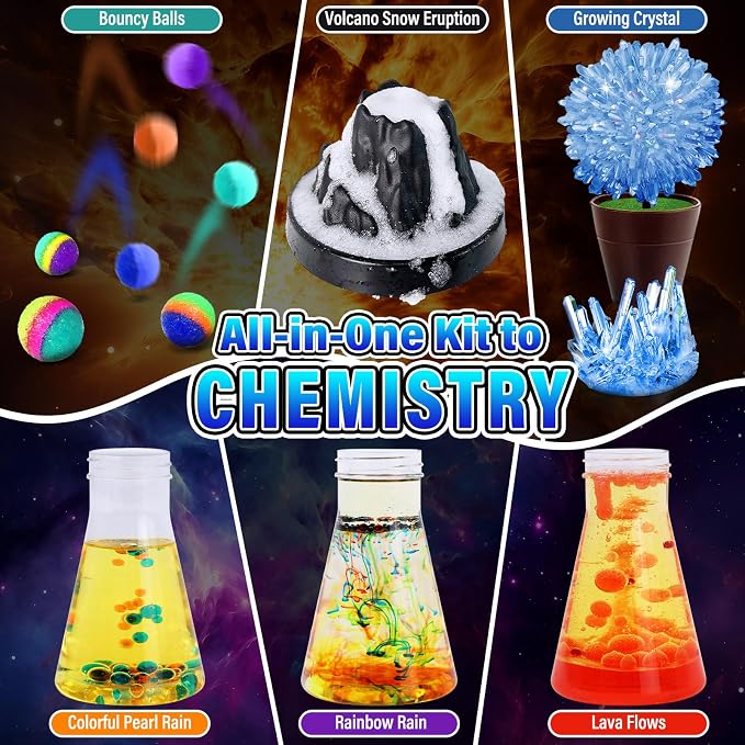 PATIFEED 250 Experiment Science Kit for Kids t S.T.E.M Toys | Erupting Volcano, Planet Projects, Bouncy Ball, Scientist Set, Birthday Gift Ideas for Boys Girls