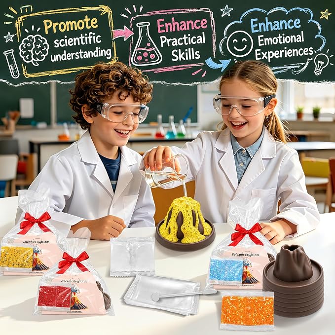 24Pcs Volcano Eruption Science Kit STEM Science Experiments Party Favors Classroom Prizes Goodie Bag Stuffers Gifts Exchange for Boys and Girl