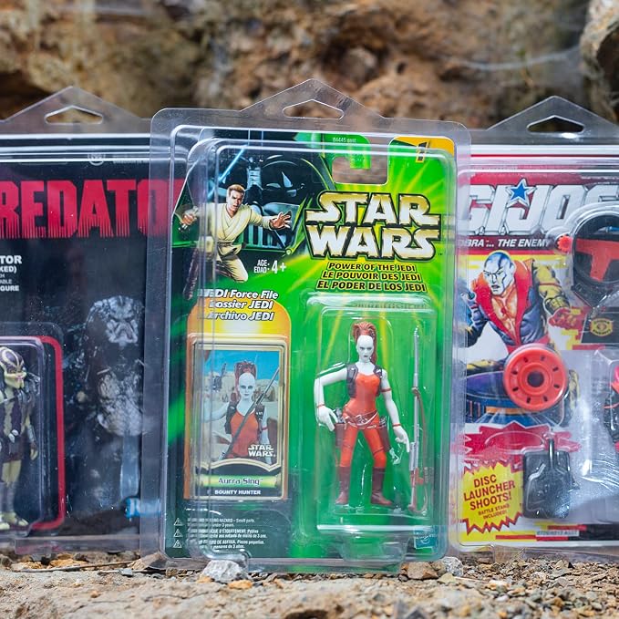 EVORETRO Action Figure Display Case for 3.75 in Carded Toy Figures Such as Star Wars, Marvel Legends, Motu, GI Joe, Durable Plastic Retro Blister Protective Cases