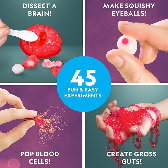 National Geographic Gross Science Kit with 45 Experiments for Kids 8-12 | Brain Dissection, Slime Making, Creepy STEM Projects, Chemistry Activities, Gross Science Experiments, Birthday Gift