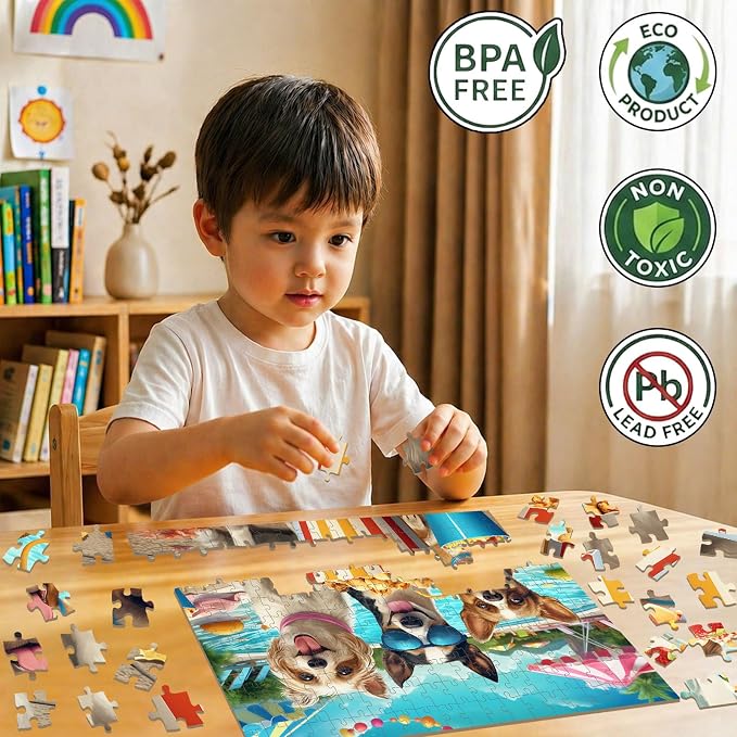 Puzzles for Kids Ages 6-8 8-10 Year Old - 200 Piece Amusement Park Dog | Puzzles for Kids Ages 6 7 8 9 10 Year Old and Adults Children Kids Puzzles for Girls and Boys Educational Toys Gifts