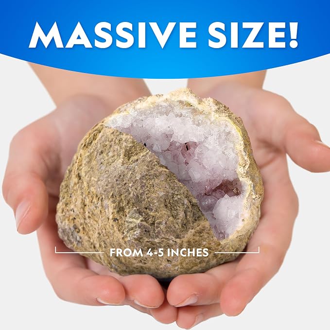 National Geographic Gigantic Geode Kit Earth Science Activity for Kids | Huge Natural Geode, Real Crystals Inside, Break-Open Activity, Rock and Mineral Science, Safety Goggles, Birthday Gift