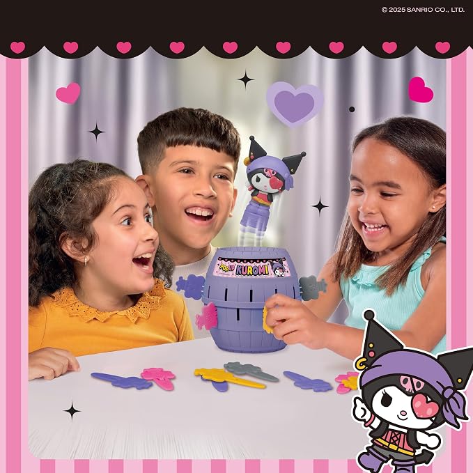 TOMY Pop Up Kuromi Game - Fast-Paced Surprise Action Game with Pop-Up Figure – Officially Licensed Kuromi from Sanrio - 2–4 Players - Ages 4+