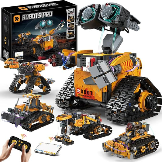 5in1 STEM Robot Building Kit, Remote & App Control, 600+ Pieces, Creative Coding Toy Gift for Kids Boys Girls Age 6-13
