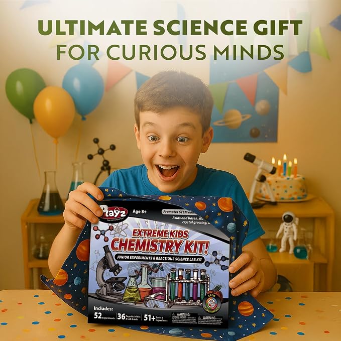 Playz Extreme Chemistry Educational Science Kits for Kids Age 8-12 | 52+ Experiments Chemistry Set Science Toys, STEM Projects with 51+ Tools, Kids Science kit, Science Experiments for Kids Gift