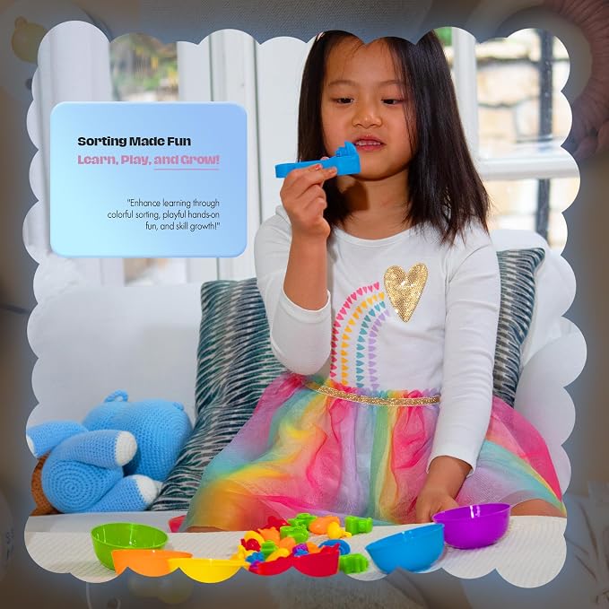 Montessori Sorting Toy for Toddlers– Fine Motor Skills, Sensory Bin & Preschool Learning Toys, Color Sorting Toys for Kids 3-5 Years, Learning Activities and Early Educational Toy