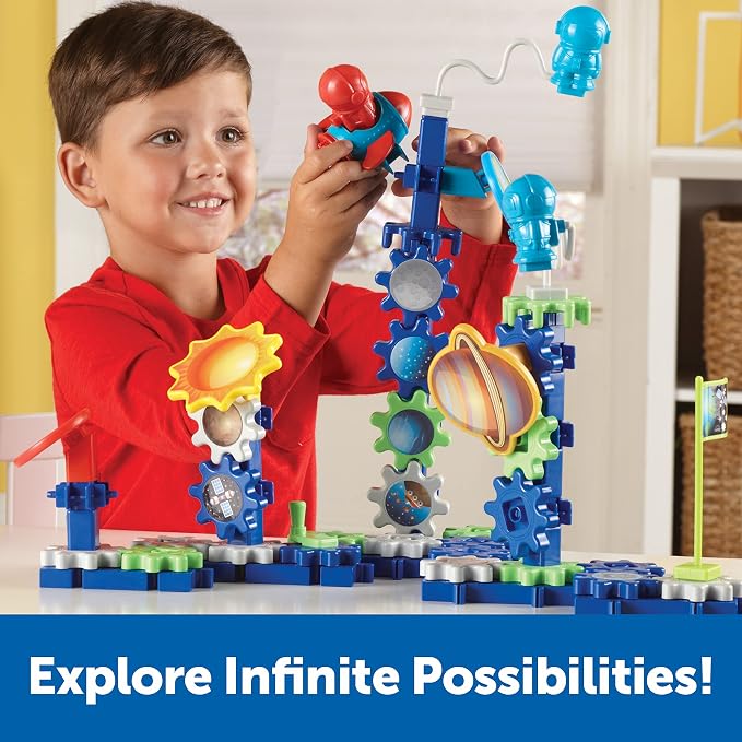 Learning Resources Gears! Gears! Gears! Space Explorers Building Set - 77 Pieces, Ages 4+, STEM Activities, Fine Motor Skills, Toddler Explorer Kit, Science and Construction, Boys and Girls Gifts