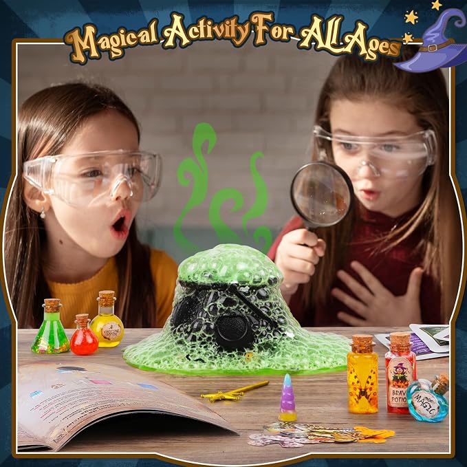 Alritz Science Potion Kits with Cauldron for Kids Ages 8+ | 23 magic mix bottles, witches cauldron, fun science experiment, party activity toy