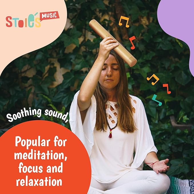 Stoie's 13.8" Wooden Rainstick - Support Auditory Memory, Coordination and Fine Motor Skills - Soft, Calming Sound for Relaxation - Lightweight and Portable - Durable, Kid-Safe Materials
