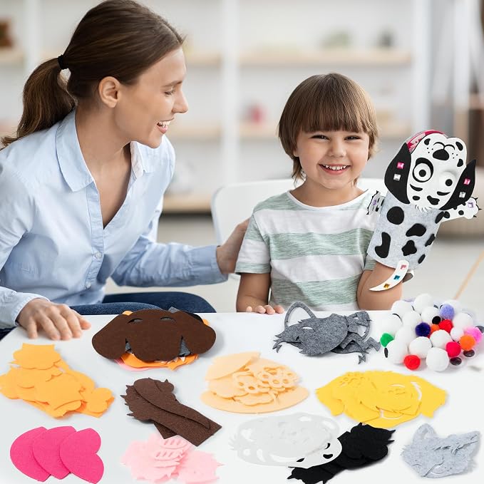 WATINC Hand Puppet Making Kit, Felt Sock Puppet Toys for Kids (Dog A) | 6 Styles, Make Your Own Storytelling & Role Play Crafts, Creative Group Activity, Party Favors & Gifts for Kids Ages 4-8