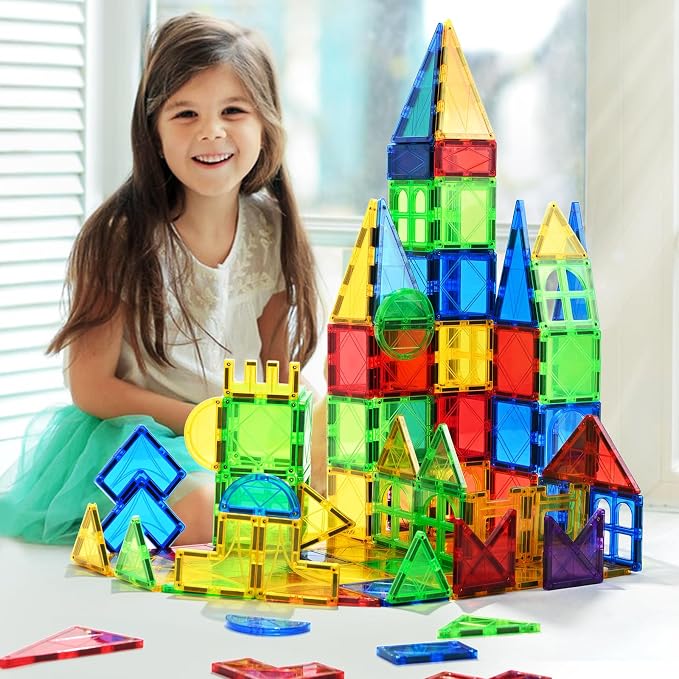 MAGBLOCK Magnetic Tiles, 70PCS Magnetic Blocks for Kids | Magnet Building Set,Educational Toys for Kids Ages 3-8, Montessori Sensory Magnet Blocks for Kids