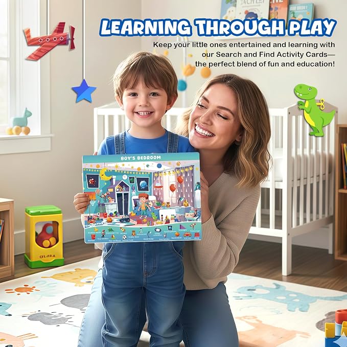 Search and Find Books for Kids Ages 3-5; Road Trip Activities for Ages 4-8, 24 Themes Activity Book with 2 Dry Erase Markers