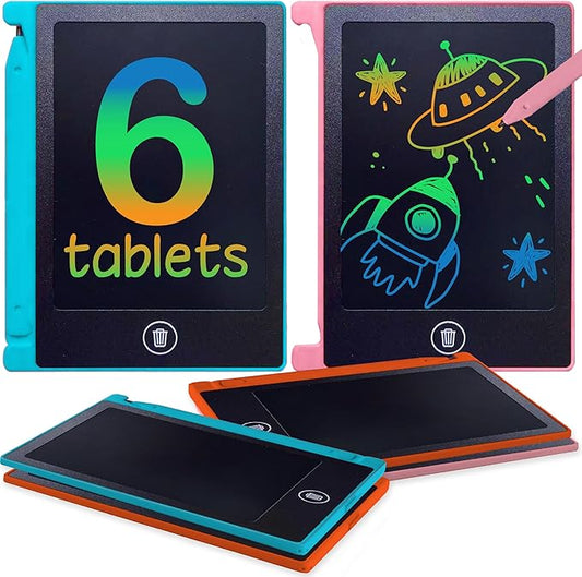 Playtapus Mini LCD Writing Tablet for Kids, 6 Pack – 4.5" Reusable Doodle Boards, Non-Candy Party Favors, Goodie Bag Fillers, Classroom Prizes, Screen-Free Travel Toys for Boys & Girls Ages 3-8