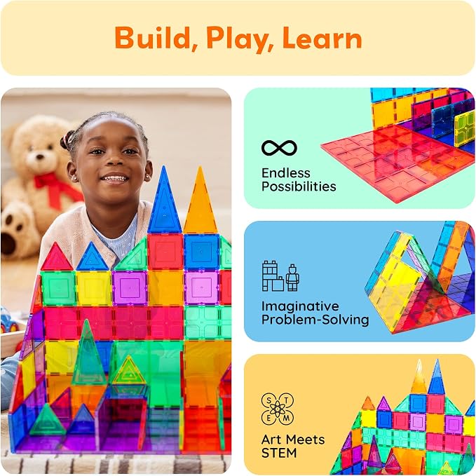 PicassoTiles 12 Piece Magnetic Tile Base Plate Set, Jumbo Stabilizer Boards | Large format design, no assembly needed, STEM building toy for ages 3+, one-piece foundation, toddler friendly