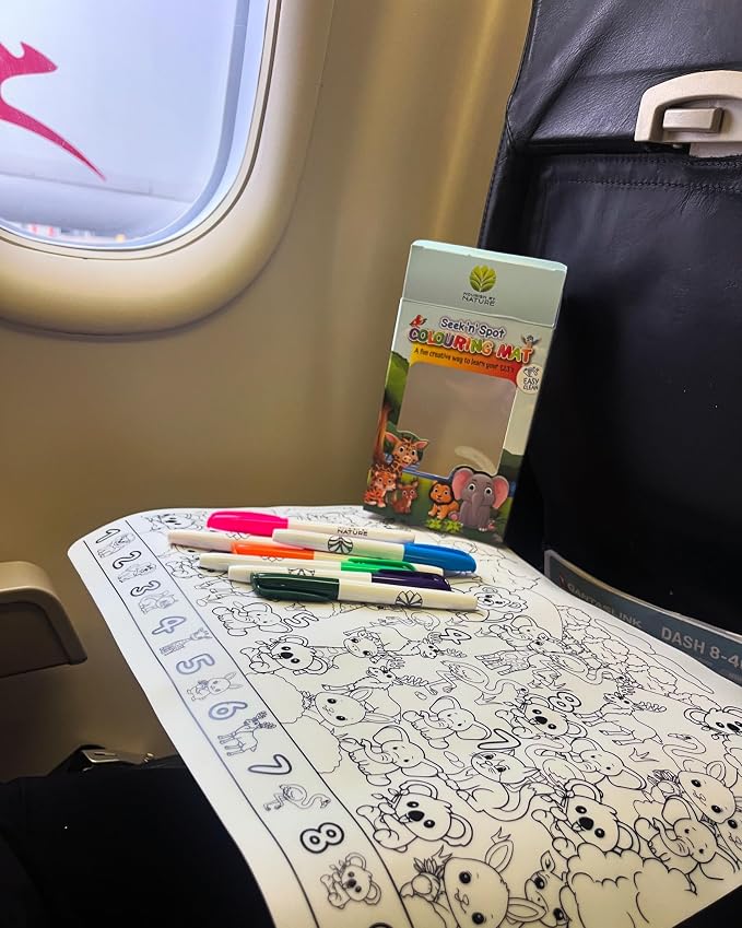 Seek 'N' Spot Silicone Coloring Mat, Animal Theme, Learn Counting, Silicone Drawing Mat, Reusable, Doodle Pad, Art and Craft Set