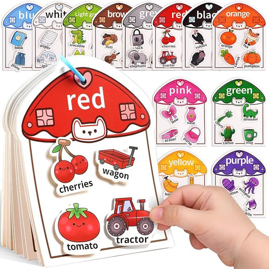 Montessori Busy Book Color Sorting Toys for Toddlers 2-4 Years | Educational Preschool Learning Activities for Kids, Sensory Fine Motor Matching Games for 3 Year Old Boys Girls Gifts