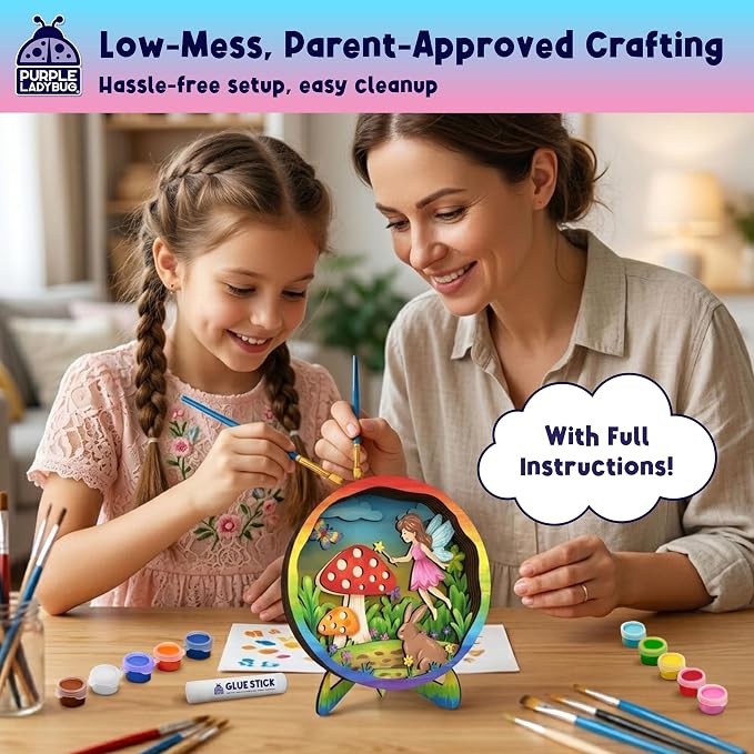 Fairy 3D Painting Kit Craft Kits - Kids Painting Set - Wooden Crafts to Paint, 6 7 8 9 10 Year Old Girl Birthday Gifts, Art Sets for Girls Ages 8-12, Arts and Crafts Toys for Girls 8-10