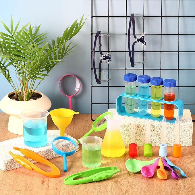 Copkim 39 Pcs Science Kits for Kids Educational Lab Science Experiments Early Learning Set Include Beakers and Test Tubes Droppers for Boys and Girls Birthday Party Gift