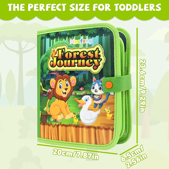 Jungle Educational Book for Toddlers 1-3 - Montessori Quiet Activity & Learning Book with Jungle Animals, Educational Toy for 1 2 3 Year Old Boys Girls, Travel Toy for Airplane & Car Trips