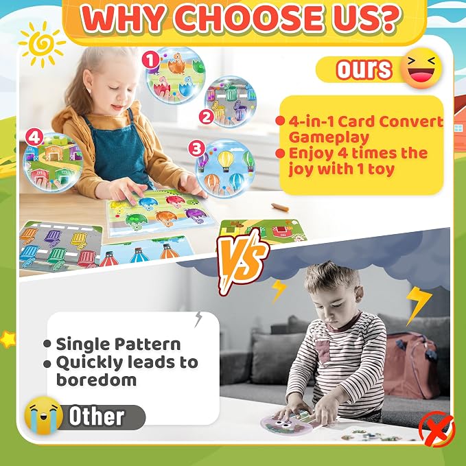 2PC Airplane Travel Activities Toy Gift for Toddler Color Sorting Sensory Toys Color Matching Game Fine Motor Skill Autism Restaurant Quiet Fidget Toys for Kid 3 4 5 Year Old Easter Basket Stuffers