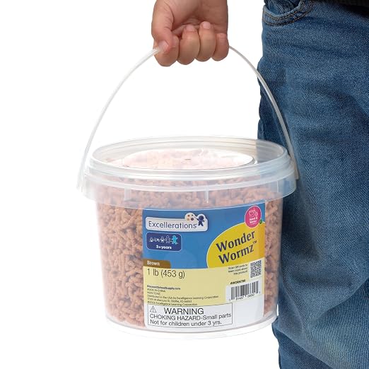Excellerations Wonder Wormz Sensory Tub - 1 lb Brown Wiggle Sensory Material