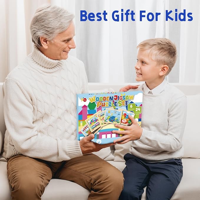 Montessori Wooden Puzzles for Toddlers 3-5, 6 Packs 24Pcs Solar System Learning Toys, Educational Preschool Puzzle Set, Toys for Kids Age 3 4 5 6 7 8, Birthday Gift for Boys Girls（Season）