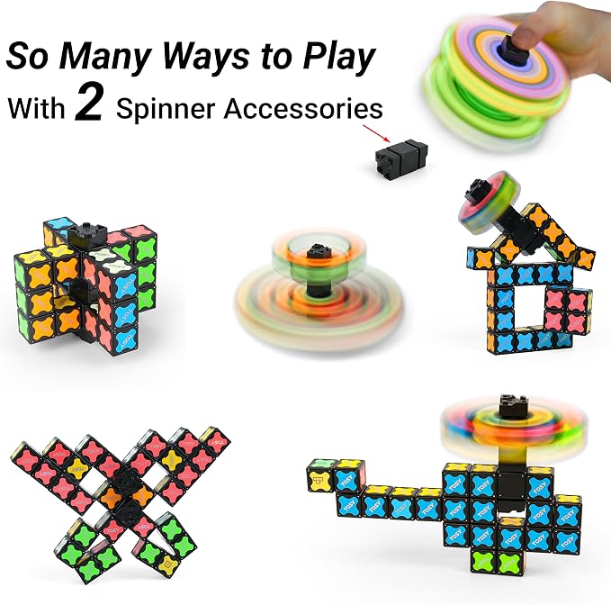 TOSY Magnet Cube 3x3 - 240 Magnets, 30 Blocks, 7in1 Toy: Puzzle Cube Game, Creative Building Blocks, Transformable Fidget Spinner, Infinity Cube, Magnet Tiles, UV Flashlight, Glowing STEM/STEAM Toy