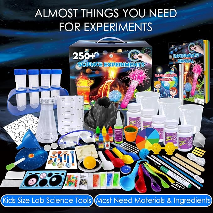 UNGLINGA 250+ Science Experiments Kits for Kids, Chemistry Set | Volcano Scientist Kit, Boys Girls Toys Birthday Gifts Ideas, Chemistry Set, S.T.E.M Educational Project