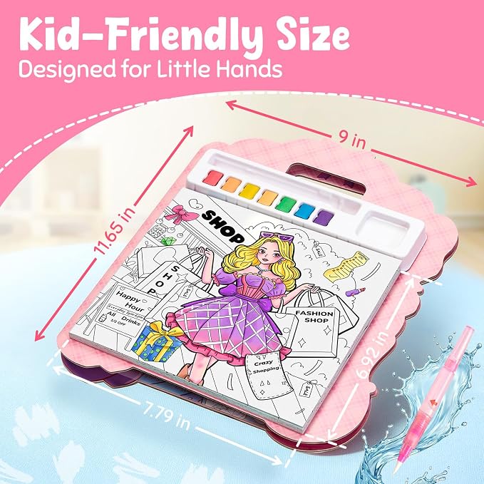 JoyCat Find & Color Paint with Water Coloring Books for Toddlers | Seek and Find Learning Activity, No Mess Princess Arts & Crafts Kids Toys Ages 3-5 & 4-8, Birthday Gifts for Boys & Girls