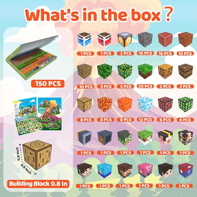 Magnetic Blocks, 150PCS Toys Building Cube Birthday Gifts for Kids | Magnetic Cubes, 0.8 inches Building Blocks, STEM Construction Toys Christmas Birthday Gifts for Kids Boys Girls