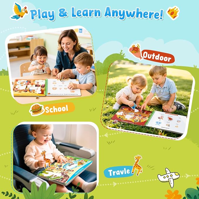 JoyCat Daily Life Busy Book for Toddlers Ages 3-5, English | 15 daily-life scenes from amusement parks and picnics to hospitals and seaside trips build creativity and preschool skills