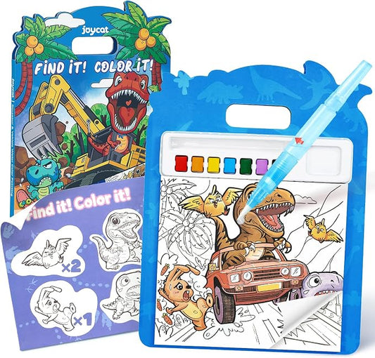 JoyCat Find & Color Paint with Water Coloring Books for Toddlers | Seek and Find Learning Activity, Dinosaur No Mess Arts & Crafts Kids Toys Ages 3-5 & 4-8, Birthday Gifts for Boys & Girls