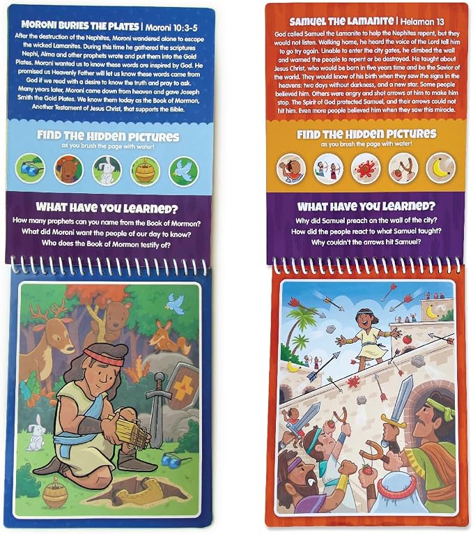 Two Pack Book of Mormon Aqua Brush Activity Book Set, Color with Water Reusable Travel Activity by Kanga Toys