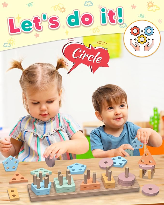 Zartores Montessori Toys for 1 2 Year Old Boys Girls Gifts, Toddler Toys | Wooden Shape Sorter Toy for Ages 2-4, Toddler Learning Toy, Wooden Puzzles, 1 2 3 Year Old Birthday Gift