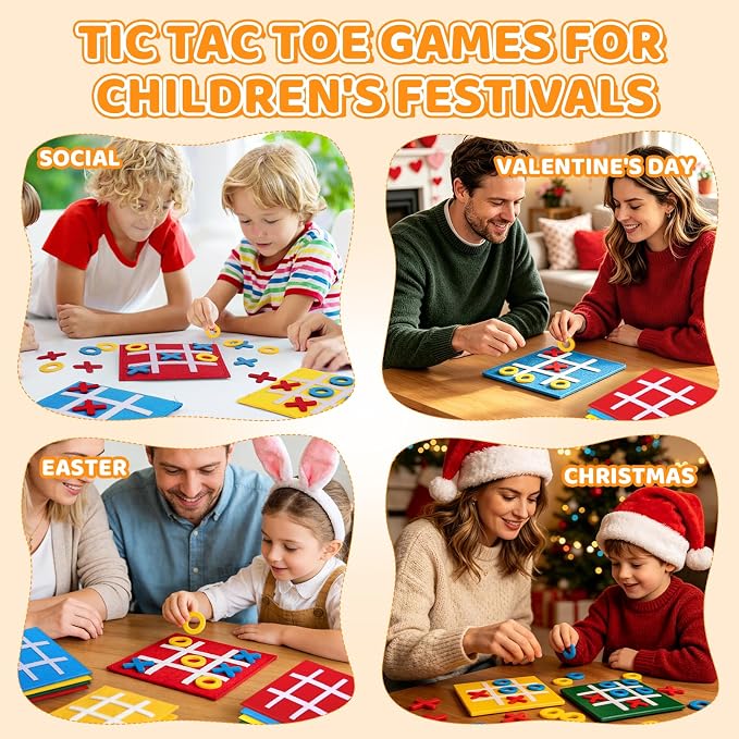 24 Pcs Tic Tac Toe Strategy Board Games for Kids Family, Easter Party Favors Goodie Bag Stuffers for Kids, Classroom Prizes Elementary, Birthday Party Gifts