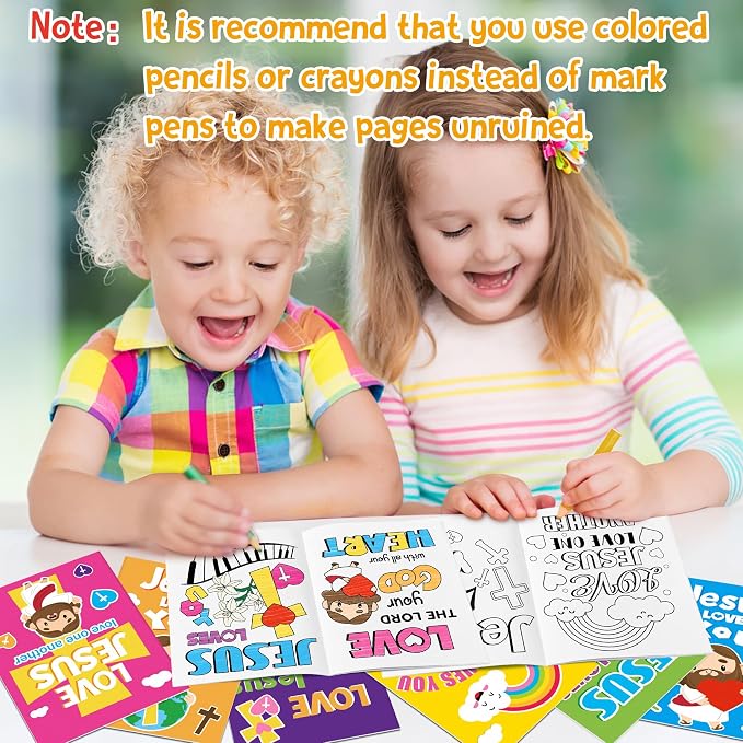 Dvbonike 48Pcs Jesus Loves You Coloring Books Religious DIY Color-in Pages | Bible Drawing Booklet Bulk, Christian Artwork, Holiday Activity, Sunday School Supplies, Classroom Rewards, Gift, for Kids