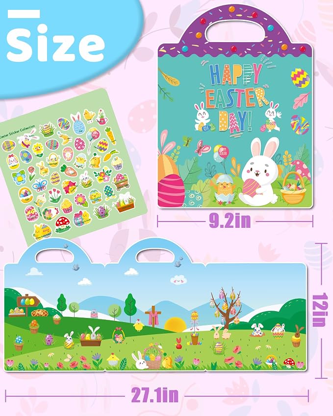 Benresive Reusable Sticker Book for Toddlers, Stickers for Kids, Travel Toy | Toddler Toys, Boys Girls Birthday Gifts, Airplane & Road Trip Essentials Kids, No Mess Waterproof Toddler Crafts Activities