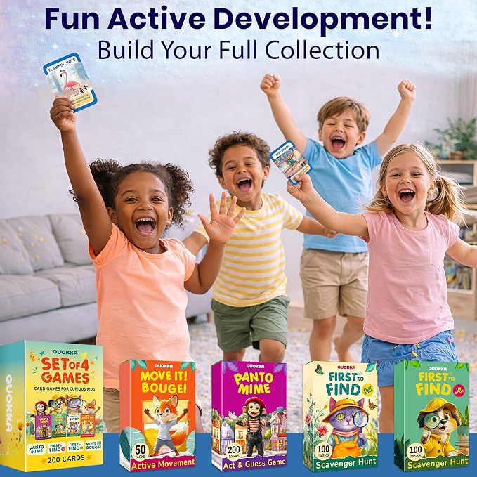 Active Movement Game for Kids Ages 6–8 - Educational Card Game | Animal-Themed Card Set with 50 Movement Tasks for Indoor and Outdoor Brain Breaks, Home and Classroom Activities