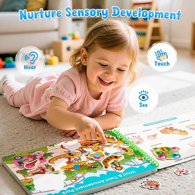 JoyCat Daily Life Busy Book for Toddlers Ages 3-5, English | 15 daily-life scenes from amusement parks and picnics to hospitals and seaside trips build creativity and preschool skills
