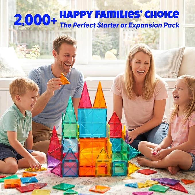 Large Magnetic Tiles Set -12PCS Square Magnetic Tiles Expansion Pack, STEM Educational Construction Stacking Blocks, Compatible with Major Brands