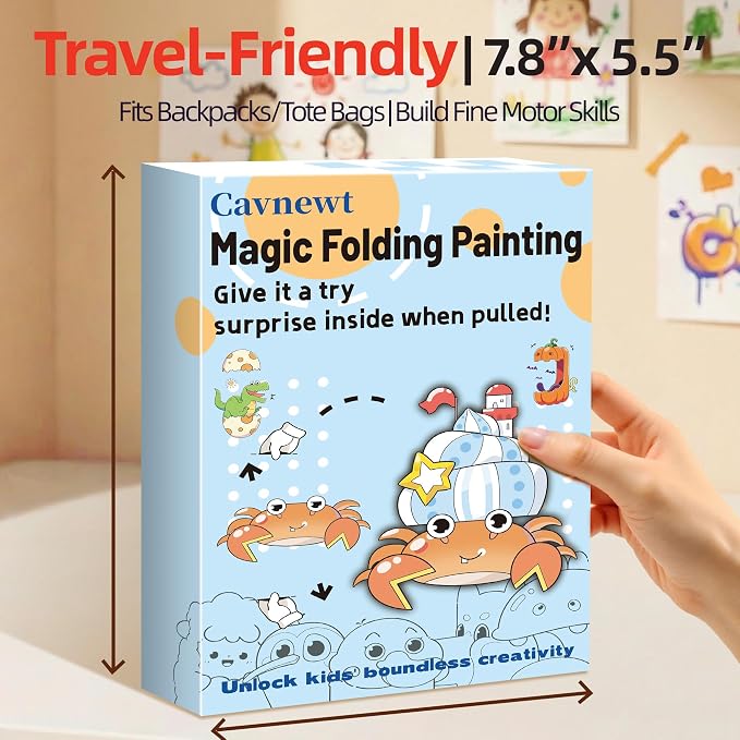 Cavnewt Kids Coloring Book with Foldable Surprise Design, Expandable Long Coloring Pages, Creative Drawing Activity Book for Toddlers & Kids, Screen-Free Travel Activity,Ideal Gift for Kids