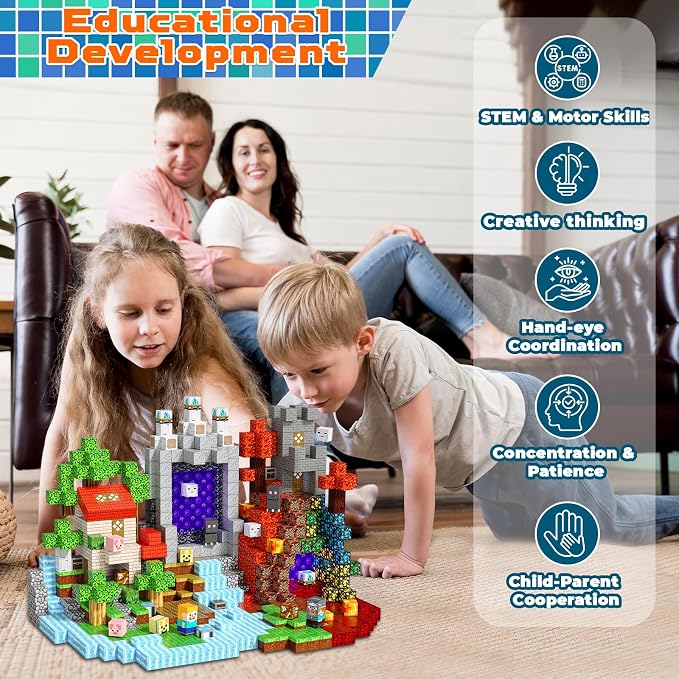 240 PCS Magnetic Blocks - Magnetic Building Block, Stacking Magnet Building Cubes for Kids, Magnetic Construction Toy for Boy Girl, STEM Montessori Sensory Toy Ages 3-12 Years Old Birthday Gift