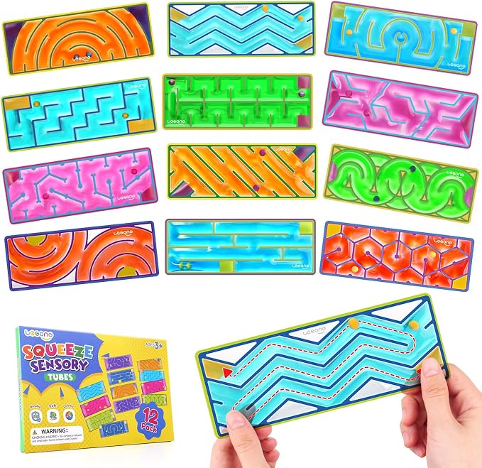 12-Pack Sensory Maze Fidget Toys for Kids & Adults: Quiet Squishy Calming Tools for Autism Children - Stress Fidgets for Travel & Office - Classroom Must Haves & Treasure Rewards Party Favors,Easter