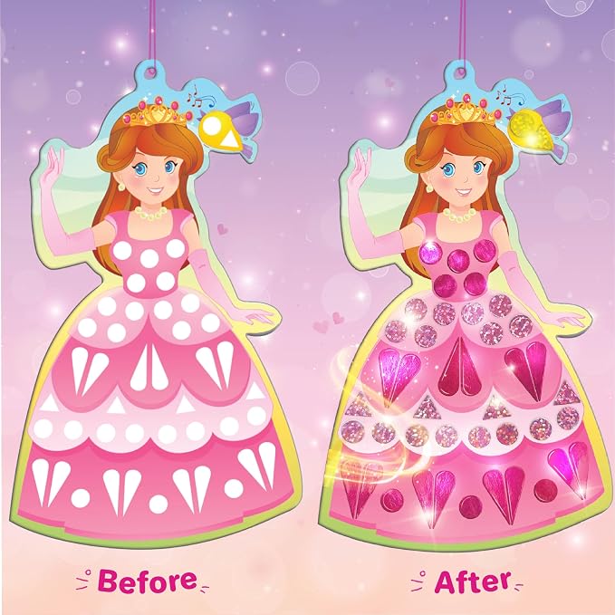 Imagimake Mirror Mosaic - Princess & Unicorn, 10 Templates, 950+ Stickers | Mess-Free Craft Activity, Screen-Free Creative Play, DIY Art Kit for Kids, Birthday Gift for Girls Ages 3,4,5,6,7 Years Old