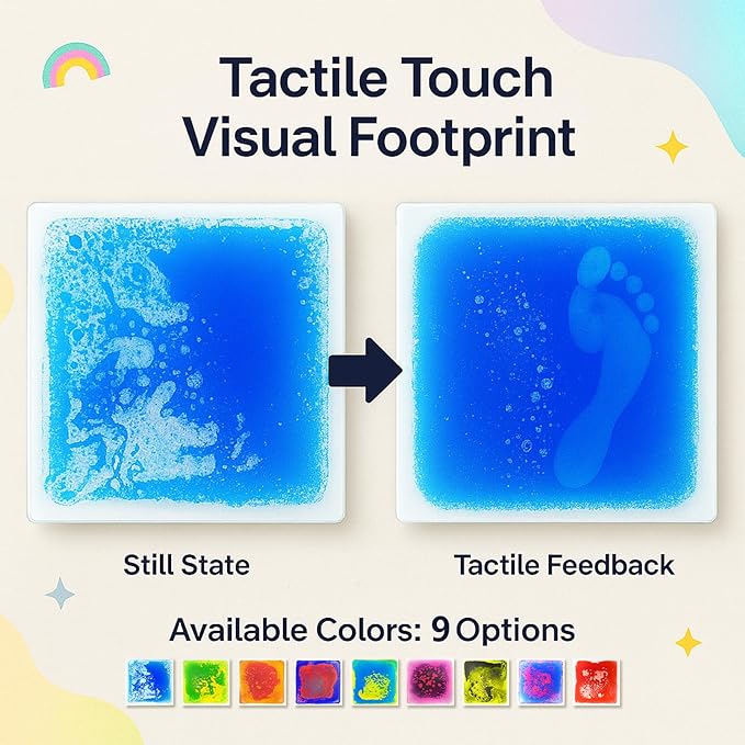 Liquid Sensory Floor Tiles for Kids, 12" Step-On Mats, 9 Pack | Interactive Color-Flow Lava Tiles for Sensory Paths, Group Games, Obstacle Courses, Gross Motor Play, and Classrooms
