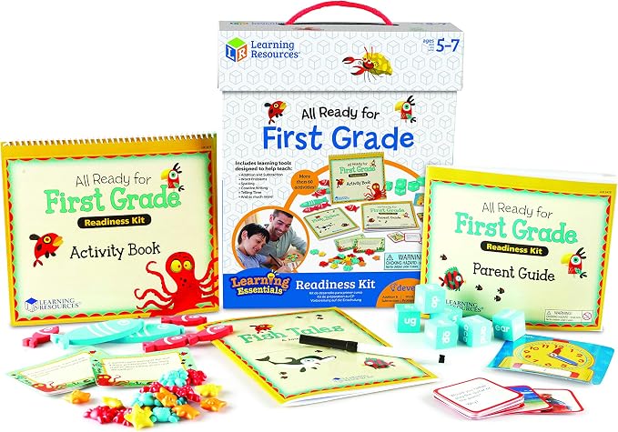 Learning Resources All Ready for First Grade Readiness Kit | Activities, School Preparation Toys, Homeschool, 32 Page Guide Included, Ages 5+
