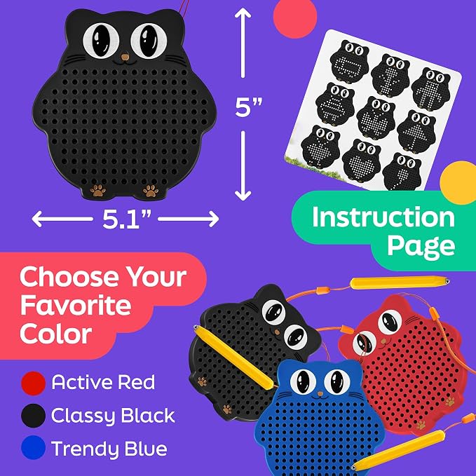 Magnetic Drawing Board for Kids & Toddlers, Airplane & Car Ride Travel Toy | Magnetic Bead Board with Stylus Pen, Mess-Free Travel Toys for Toddlers & Kids, Road Trip & Flight Gift for Boys & Girls