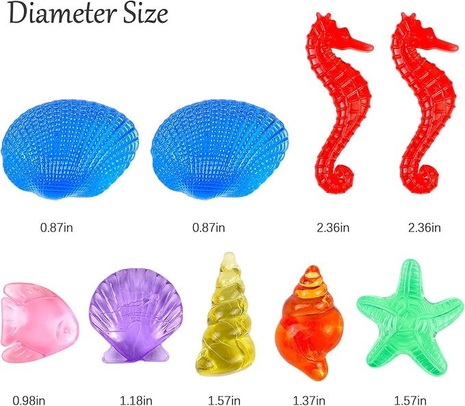 HAPTIME 80 Pcs Seashells, Sensory Bin Filler, Diving Gem Pool Toys for Kids, Plastic Sea Shells for Crafting, Little Mermaid Table Decorations, Vase Filler